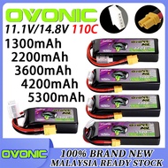 OVONIC 110C LiPo Battery 1300‑5300mAh 3S (11.1V) 4S (14.8V) with XT60 plug for RC Cars, Drones, Airc