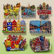 1pc Belgium Brussels Antwerp Ghent Dinant Flower Square Travel Souvenir Refrigerator Magnet Home Dec