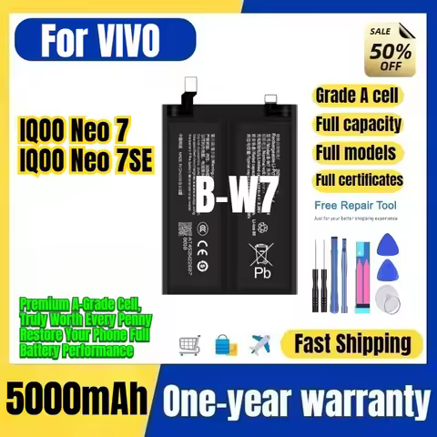 B-W7 for VIVO IQOO Neo 7/IQOO Neo 7SE Phone Battery High Quality Capacity Battery Replacement Bateri