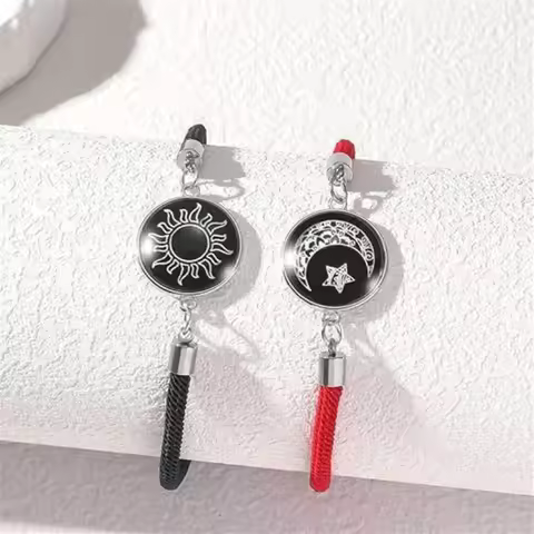 New 2Pcs/Set Matching Couple Bracelet Noctilucent Sun Moon Paired Love Braclet Valentine Day Gift Wi