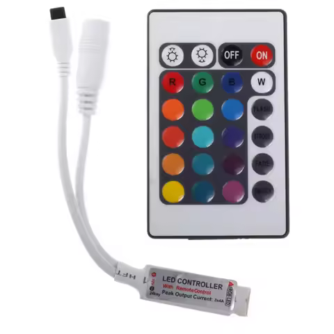 12V 24V LED RGB Mini IR Controller Use for 5050 or 3528 RGB Strip Light with 24 Key Remote