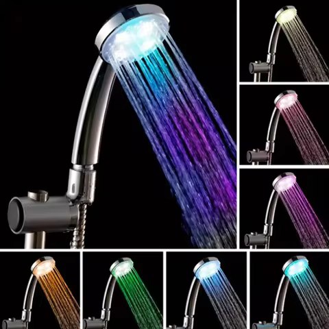 1pc LED shower head, colored shower head, bathroom handheld shower head, bathroom accessories, showe