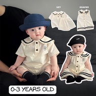 Summer 0-3 Year Old Male Baby Navy Neck Short Sleeve Shorts Handsome Set