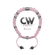 CW Manila - 0RION Adjustable Bracelet - 6mm Rose Quartz with Hematite Spacer - Semiprecious