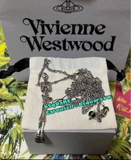 (有現貨！不用提問🙏🏻)  25春夏補貨 經典款 Vivienne Westwood SKELETON Necklace 合金 💀骷髏骨頭 長項鏈 項鍊 頸鏈 頸鍊 毛衣鏈 (保証正貨及全新) 銀色/