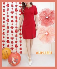 (BLUE GIRL BRAND) SMLXL2XL womens short-sleeved dress summer new Roman stretch fabric dress女式气质短袖罗马弹