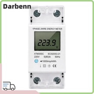 DARBEMY KWh Meter, 2 Wire 2P DIN Rail Mount Electric Meter, Precise Single Phase LCD Screen Digital 