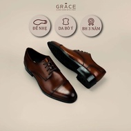 Giày Tây Nam Da Thật Derby Captoe BIG SIZE – Grace New Classic 2806 Nâu | Đủ Size 37–46 | Êm Chân F