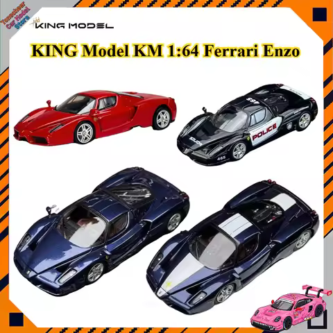 KING Model KM 1:64 Ferrari Enzo Red Blue Openable Alloy Car Model Miniature Diecast Collection High-