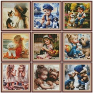 11CT Embroidery Sets Girl Portrait Complete Cross Stitch Kit diy Hobbies Needlework Adult Crafts Dec