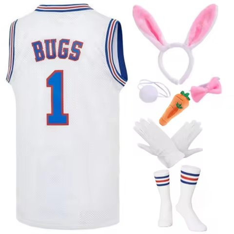 Movie Bunny BUGS Cosplay Basketball Jersey LOLA Sewing Shirt Halloween Easter Party For Women and Me