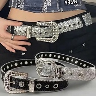 Super beautiful YK2 style belt with sparkling stones, hottrend Korean style dress belt for women