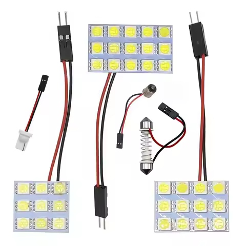 12 36 48 SMD 5050 LED Auto Dome Panel Light Car Interior Reading Lamp Roof Bulb With T10 W5W BA9S C5