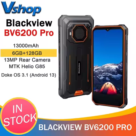 Blackview BV6200 Pro Rugged Phone 6GB+128GB Helio P35 Octa Core 13000mAh With 18W Fast Charg Android