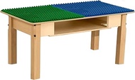 Time-2-Play Montessori Birch Plywood 30.75" W Rectangular Blue & Green Duplo Blocks Compatible Table