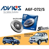 AISIN ADVICS Heavy Duty A6F-072/S Brake Disc Rotor Set Toyota Rush F700 Perodua Kembara ( FRONT )