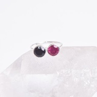 黑碧璽與紅寶石銀戒指