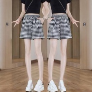 P Plaid Casual Pants - Women's Slim Fit Short Pants for Summer 2025