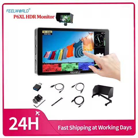 FEELWORLD P6XL 6 Inch Touch Screen On-Camera Monitor 4K HDMI 1200nit Built-in Battery Aluminium Body