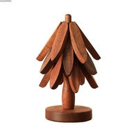ZHAOX55OI Coaster Set, Bamboo 3/4/5/6-Layers Heat-resistant Trivet, Multi-functional Tree-shaped Wit