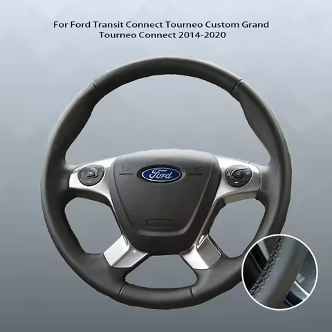 Custom Black Microfibre Leather Car Steering Wheel Cover For Ford Transit Connect Tourneo Custom Gra
