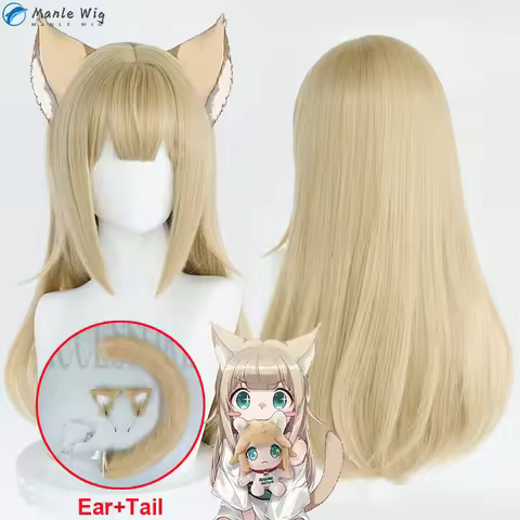 Kinako Cosplay Wig 40Hara Kinako Cat Pet Kitty OSAKANA Wig 65cm Yellow Heat Resistant Synthetic Hair