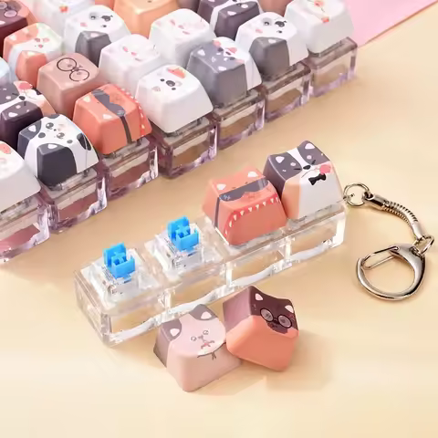 키캡 DIY Keyboard Keycap Cartoon Kitty Puppy Key Cap Keyboard Button Keychain Accessories