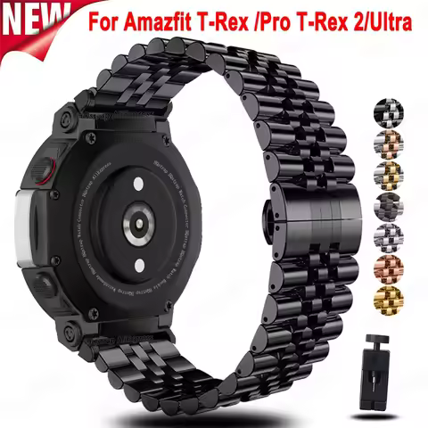 Steel Strap for Huami Amazfit T-rex 2 Trex Pro Metal Watch Band for Amazfit T rex Ultra Tyrannosauru