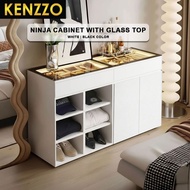 Chest Drawer with Mirror & Glass Display Top | Makeup Organizer Cabinet | Kabinet Laci Putih - Ninja