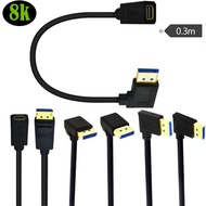 8K Gold-Plated mini Displayport to DP90 Degree Elbow Graphics Card Connect Display Cable mini DP to 