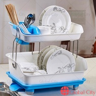 2 Tier Kitchen Dish Rack Bowl Plate Drainer / Rak Pinggan Almari Penapis Air Cucian Mangkuk
