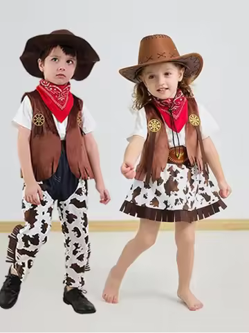 loween Western Cowboy Sle Children's Costume Disguise Outfit Hooded School Par Performance Clothes e