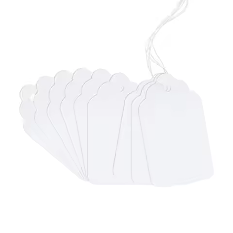 100 Marking Tags - White Price Tags with String Display Labels for Jewelry 2.75 x 1.57 Inches Lightw