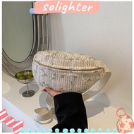 SOLIGHTER Shoulder Bag, Straw Casual Waist Pack, Durable Crossbody Bag Women Girls