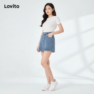 Lovito Seluar Pendek Denim Double Layer Wanita L87ED375 (Pelbagai Warna) Hurihia te Raumati/Koanga P