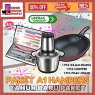 LOKAL Sn PACKAGE A1 BUY LOCAL NEW YEAR HAMPERS PACKAGE (1PCS MEDICAL STONE Wok, STRAW KNIFE SET, BLE