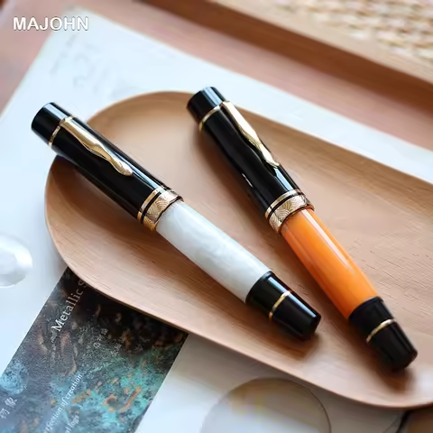 Majohn P139 Piston Resin Fountain Pen Large Capacity #8 F/M All Brass Piston System Gift Writing Pen