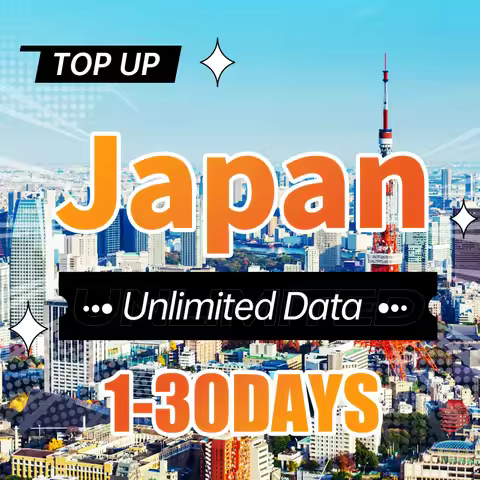 Japan Prepaid SIM card unlimited data DOCOMO/KDDI network plug and play support esim top up Japan eS