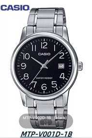 casio นาฬิกาผู้ชาย สายสเตนเลส รุ่น MTP-V002D-1B MTP-V002D-7B คาสิโอ้ MTP V002 MTP-V002D ตัวล็อกแบบบานพับ ( คาสิโอ แท้ ของแท้100% ประกัน CMG)-สีทอง