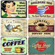 Vintage Coffee Metal Tin Sign 1pc - Retro Tea Time Poster, Decorative Plate, Industrial Wall Decor f