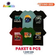 Pack Of 6pcs | Children's T-Shirt Top | Children's T-Shirt | Excavator/car/beko