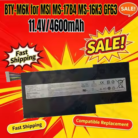 4600mAh BTY-M6K Battery for MSI MS-17B4 MS-16K3 GF63 Thin 8RD 8RC GF75 3RD 8RC 9SC GF65 9SE SX 10SDR