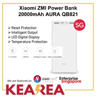 Xiaomi ZMI Power Bank 20000mAh AURA QB821 LED Digital Display Type-C and Dual USB Ports (3 Months Local Seller Warranty)