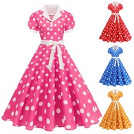 Ladies Retro Stand-Up Collar Polka Dot Shirt - St20251209