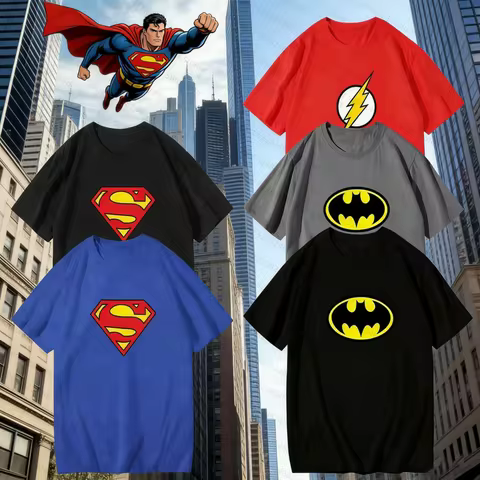 Batman Superman Wonder Woman t-shirts Flash Cartoon Cotton T-Shirt Creative Loose Casual Short Sleev