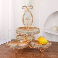 Fruit Plate Double-layer Exquisite Fruit Plate Glass Light Luxury European-style Coffee Table Living