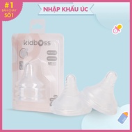 Set of 2 super soft Kidboss Silicone Nipples for babies from 0-12 months in PPSU bottles puting susu
