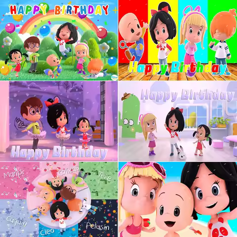 Cartoon Fairy Cleo And Cuquin Theme Kids 1st Birthday Baby Shower Photography Background Rainbow Gre