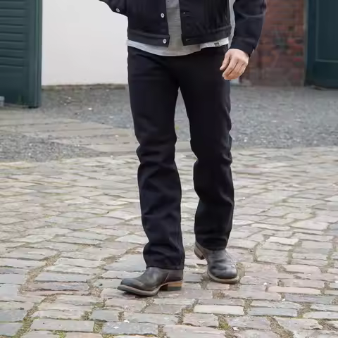 IRON HEART Sulfur Black 634s Double Dyed 14oz Denim Jeans