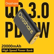 COD Orashare O20Pro 20000mAh Powerbank PD20W Fast Charge High Capacity Triple Output Powerbank Origi